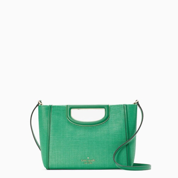 ♠️Kate Spade Alexia Straw Crossbody Clutch Bag, Green Bean NWT - Picture 1 of 5